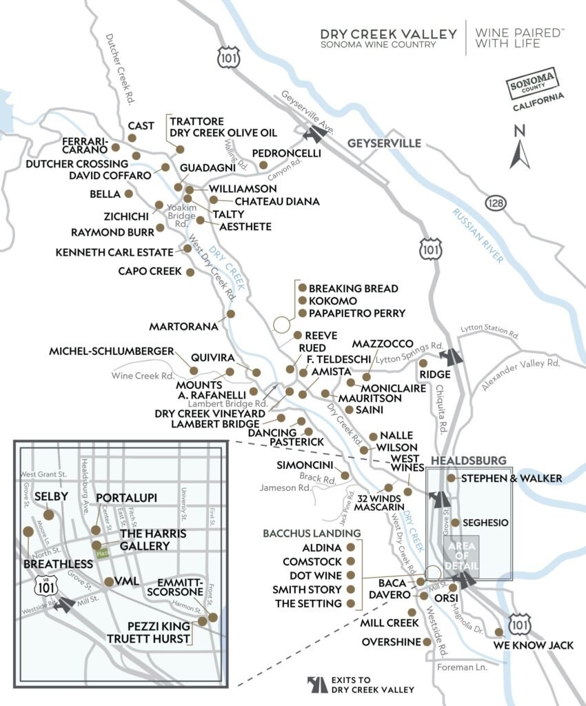 Dry Creek Valley Sonoma CA Winery Map