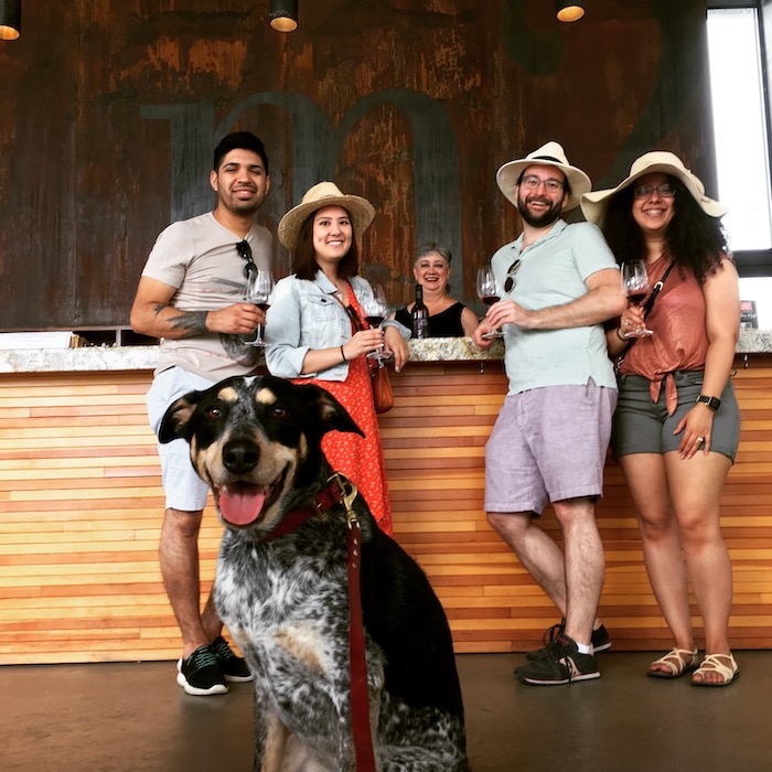 Destination Drivers Guests Wine Tasting at Dog Friendly M2 Winery