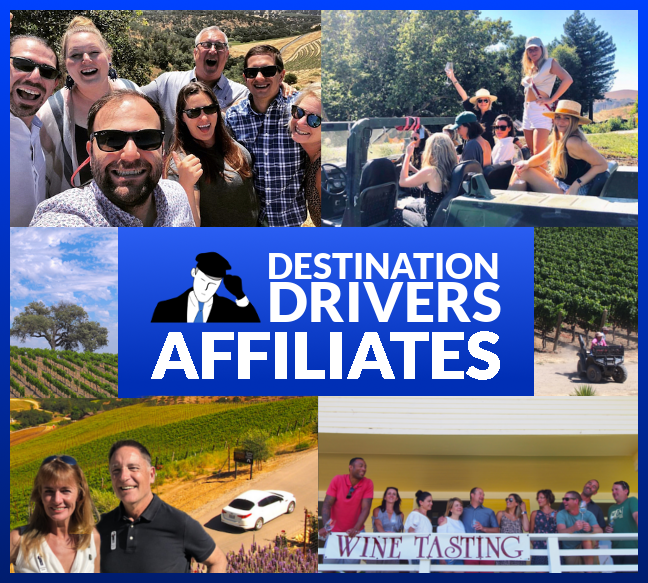 affiliate program collage for Destination Drivers Wine Tours